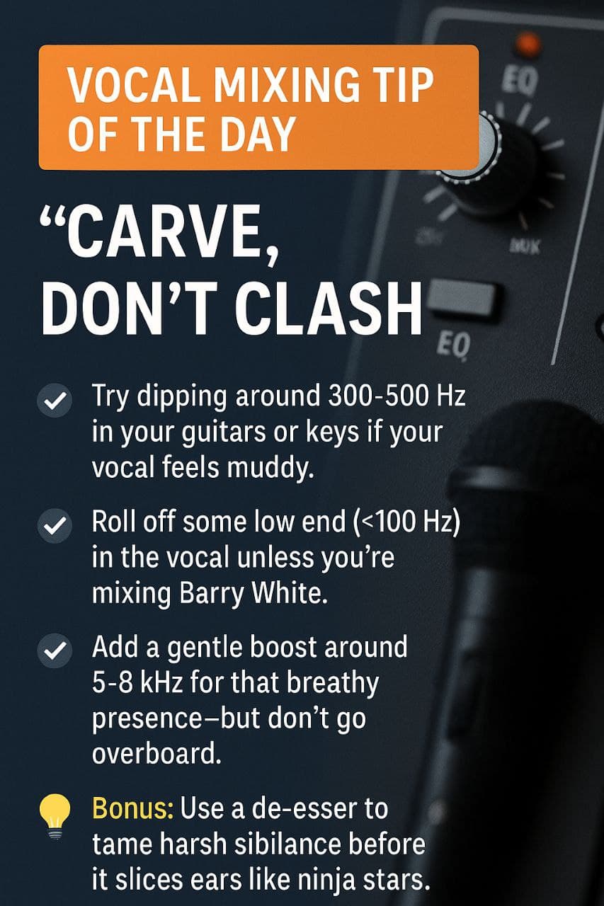 🎛️ Vocal Mixing Tip of the Day: “Carve, Don’t Cla