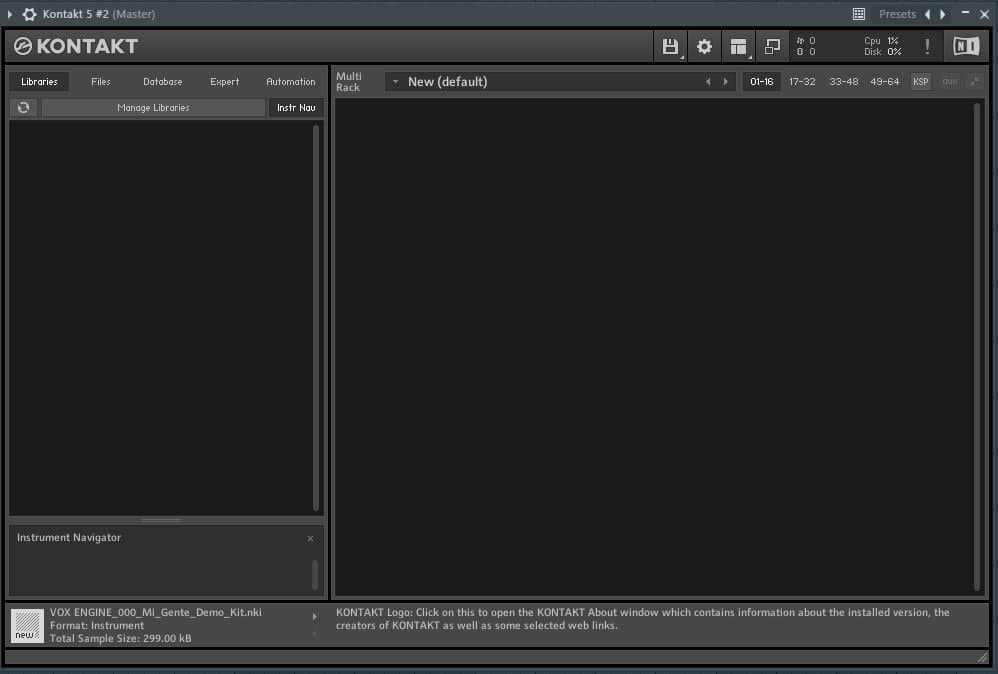 Kontakt player's interface