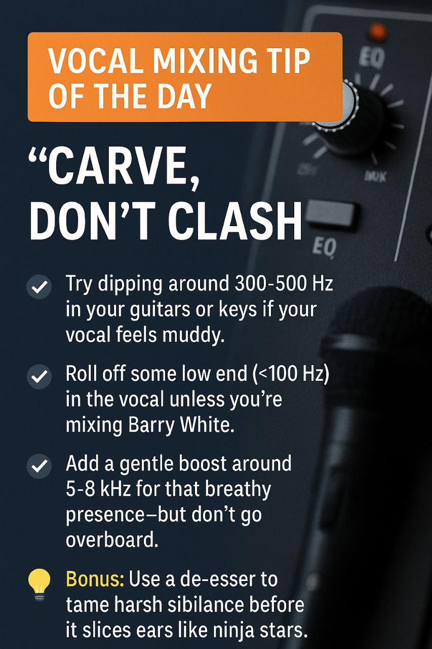 🎛️ Vocal Mixing Tip of the Day: “Carve, Don’t Cla